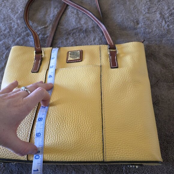 Dooney & Bourke Pebble Grain Small Lexington Tote Bag Yellow Leather Red Lining - Picture 13 of 14